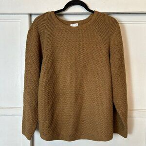 J. Jill Pullover Textured Sweater Top Tan/Camel Large Buttons Cozy Stylish